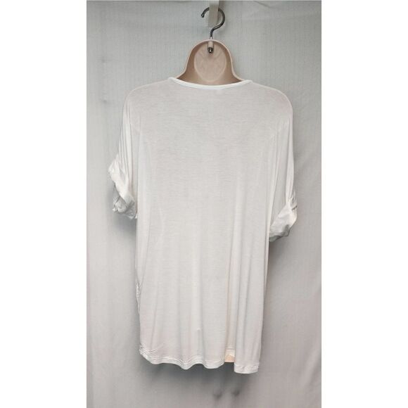 BYTAVI Cuff Sleeve V-Neck Tunic Tee Size Large White - Picture 3 of 6